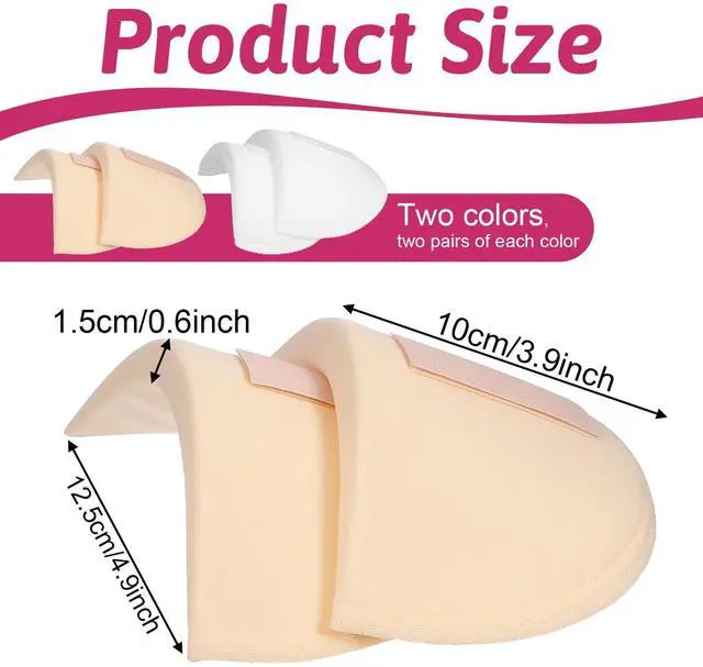 Alt view image 2 of 7 - 4 Pairs Shoulder Pads for Womens Clothing 15mm Thick Foam Shoulder Pad Breathable Sponge Pads for Sloping High Low Shoulders Suit, White & Skin Color