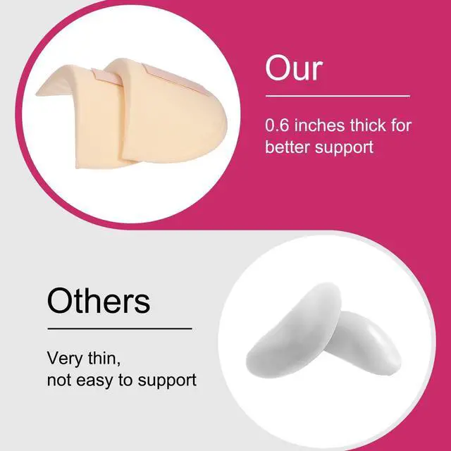 Alt view image 3 of 7 - 4 Pairs Shoulder Pads for Womens Clothing 15mm Thick Foam Shoulder Pad Breathable Sponge Pads for Sloping High Low Shoulders Suit, White & Skin Color