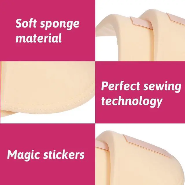Alt view image 4 of 7 - 4 Pairs Shoulder Pads for Womens Clothing 15mm Thick Foam Shoulder Pad Breathable Sponge Pads for Sloping High Low Shoulders Suit, White & Skin Color