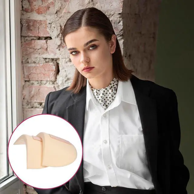 Alt view image 7 of 7 - 4 Pairs Shoulder Pads for Womens Clothing 15mm Thick Foam Shoulder Pad Breathable Sponge Pads for Sloping High Low Shoulders Suit, White & Skin Color