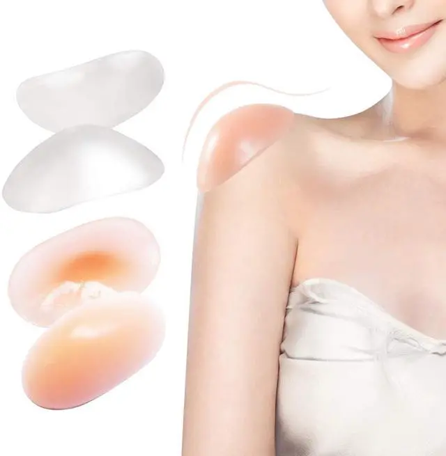 Main image of 2 Pairs Women Men Soft Silicone Anti-Slip Shoulder Push-up Pads,One Size Invisible Reusable Adhesive Shoulder Enhancer Shoulder Pads