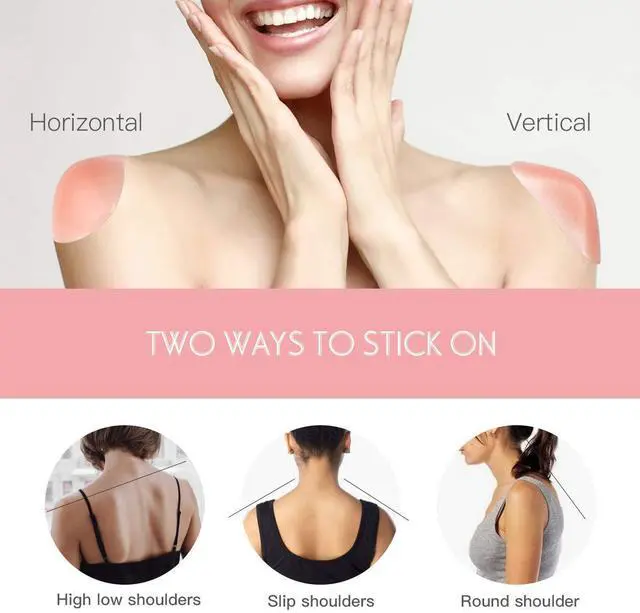 Alt view image 3 of 5 - 2 Pairs Women Men Soft Silicone Anti-Slip Shoulder Push-up Pads,One Size Invisible Reusable Adhesive Shoulder Enhancer Shoulder Pads