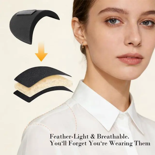Alt view image 4 of 6 - Shoulder Pads for Women (3 Pairs: Black, White, Beige), 0.58 Thick Sponge Insert Pads for Clothes, Removable Shoulder Pads for Womens Clothing Enhancer for Blazer, Sweater, Hijab & Baggy Outfits