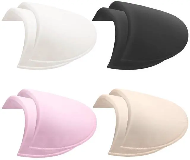 Main image of 4 Pairs Set-in Shoulder Pads Sewing Sponge Shoulder Pad Thin Shoulder Enhancer for Round Shoulders Women Blazer T-Shirt Dresses Sewing Accessories (Black + White+ Pink+ Skin)