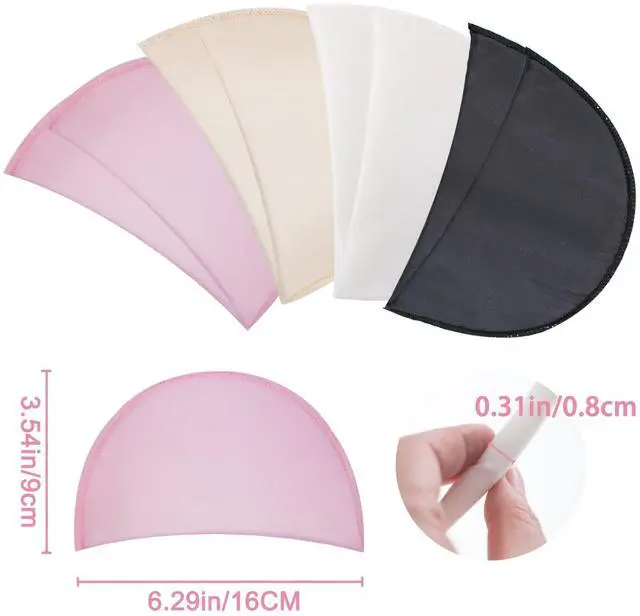 Alt view image 3 of 5 - 4 Pairs Set-in Shoulder Pads Sewing Sponge Shoulder Pad Thin Shoulder Enhancer for Round Shoulders Women Blazer T-Shirt Dresses Sewing Accessories (Black + White+ Pink+ Skin)