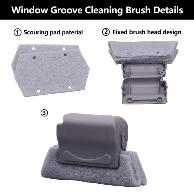 Alt view image 4 of 7 - Koishu Magic Window Groove Cleaning Brush, Hand-held Window Track Cleaner Brushes Tools Set, Sliding Door Track Cleaner, Sill, Tile Lines, Shutter, Car Vents, Keyboard, Small Spaces Clean