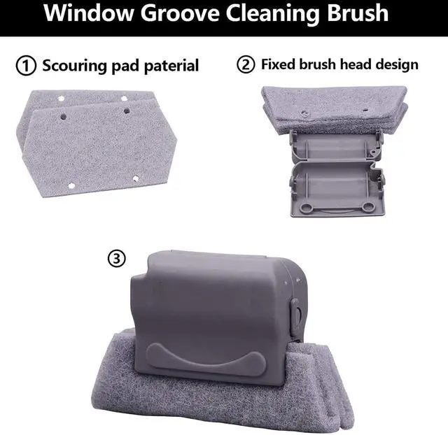 Alt view image 3 of 7 - Magic Window Track Cleaner Tool Set - 3 Groove Gap Cleaning Brush + 2 Window Slot Clean Brush with Dustpan + 3 Replacement Cloth