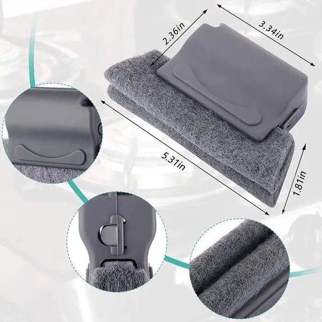 Alt view image 4 of 7 - Magic Window Track Cleaner Tool Set - 3 Groove Gap Cleaning Brush + 2 Window Slot Clean Brush with Dustpan + 3 Replacement Cloth