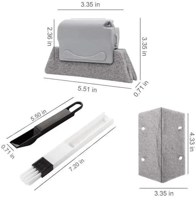 Alt view image 2 of 7 - Magic Window Track Cleaner Tool Set - 3 Groove Gap Cleaning Brush + 2 Window Slot Clean Brush with Dustpan + 3 Replacement Cloth