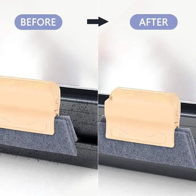 Alt view image 6 of 7 - Magic Window Track Cleaner Tool Set - 3 Groove Gap Cleaning Brush + 2 Window Slot Clean Brush with Dustpan + 3 Replacement Cloth