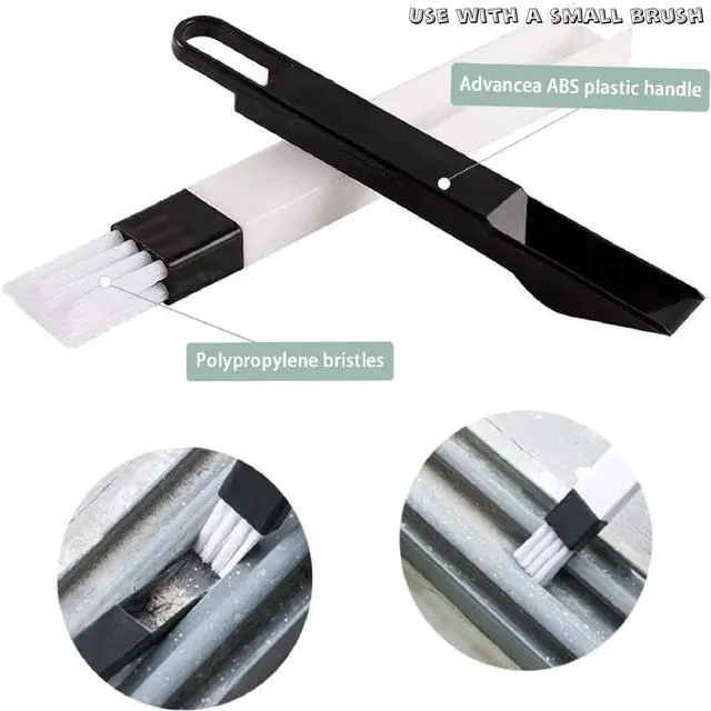 Alt view image 5 of 7 - Magic Window Track Cleaner Tool Set - 3 Groove Gap Cleaning Brush + 2 Window Slot Clean Brush with Dustpan + 3 Replacement Cloth