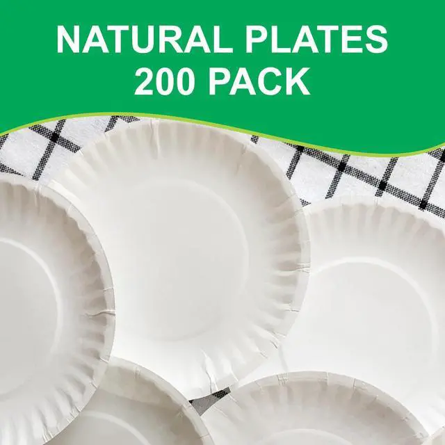 Alt view image 2 of 4 - 6" Paper Plates Uncoated, Disposable Dessert Plates for Everyday Use, White, Pack of 200ct