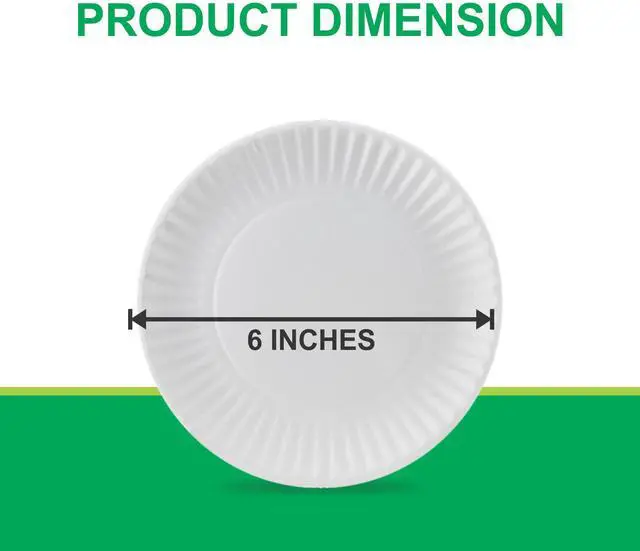 Alt view image 4 of 4 - 6" Paper Plates Uncoated, Disposable Dessert Plates for Everyday Use, White, Pack of 200ct