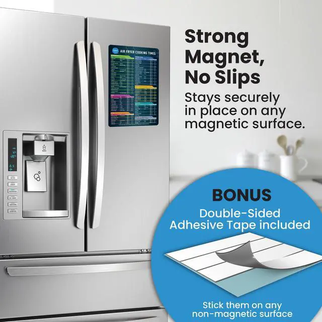 Alt view image 3 of 7 - Air Fryer Magnetic Cheat Sheet Set - Air Fryer Cooking Times & Temperature Guide Magnet - Air Fryer Accessories for 100+ Foods - As Seen on the Today Show (Black)