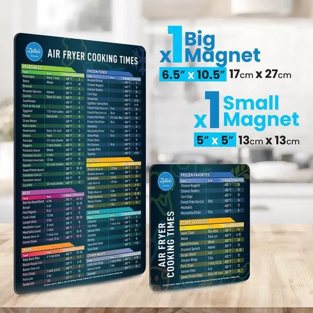 Alt view image 4 of 7 - Air Fryer Magnetic Cheat Sheet Set - Air Fryer Cooking Times & Temperature Guide Magnet - Air Fryer Accessories for 100+ Foods - As Seen on the Today Show (Black)