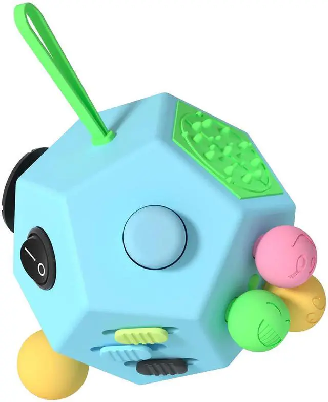 Main image of Fidget Dodecagon-12 Sided Fidget Toy Stress Relief Cube for Children and Adults, Silent Compact Classroom Gifts Stocking Stuffers for Teen Boys, Kids(B3 Blue Sky)