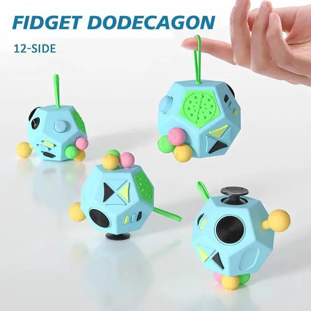 Alt view image 2 of 7 - Fidget Dodecagon-12 Sided Fidget Toy Stress Relief Cube for Children and Adults, Silent Compact Classroom Gifts Stocking Stuffers for Teen Boys, Kids(B3 Blue Sky)