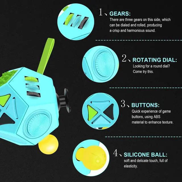 Alt view image 4 of 7 - Fidget Dodecagon-12 Sided Fidget Toy Stress Relief Cube for Children and Adults, Silent Compact Classroom Gifts Stocking Stuffers for Teen Boys, Kids(B3 Blue Sky)