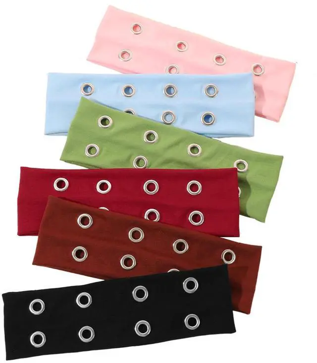 Main image of Grunge Punk 6pcs Solid Color Metallic Punk Y2K Edgy Sporty Headbands, Suitable For Daily Life, Street Dance, Outdoor Activities, Decorative Matching Hair Band Turban Headband Sweatband
