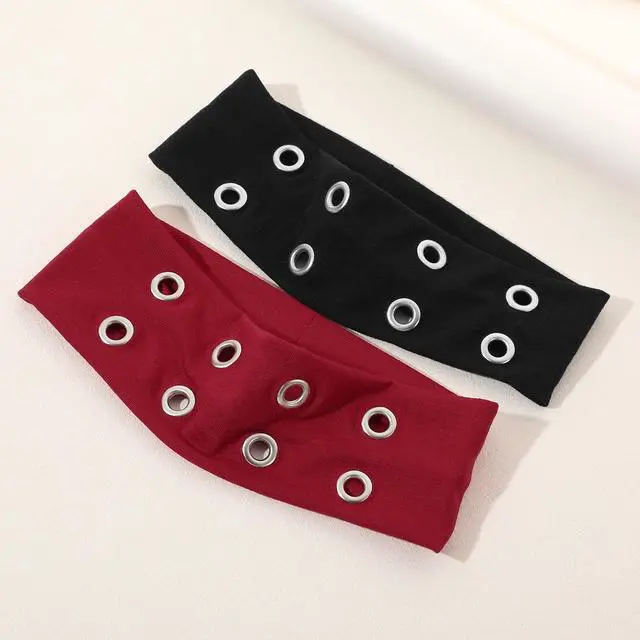 Alt view image 5 of 7 - Grunge Punk 6pcs Solid Color Metallic Punk Y2K Edgy Sporty Headbands, Suitable For Daily Life, Street Dance, Outdoor Activities, Decorative Matching Hair Band Turban Headband Sweatband