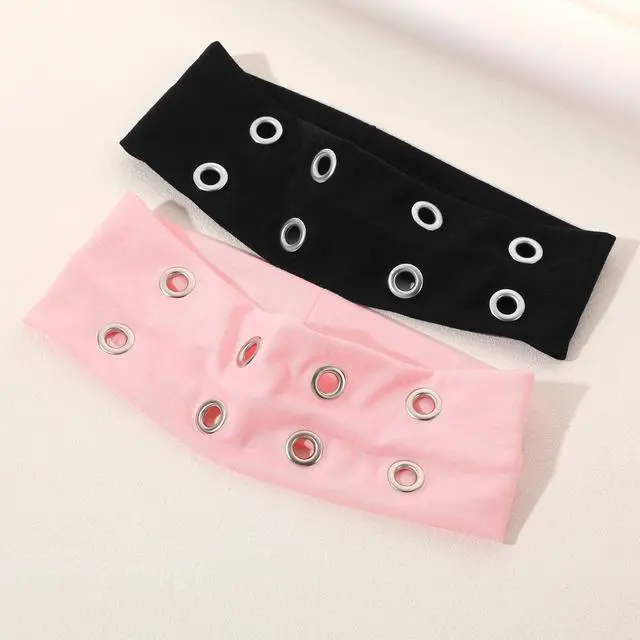 Alt view image 6 of 7 - Grunge Punk 6pcs Solid Color Metallic Punk Y2K Edgy Sporty Headbands, Suitable For Daily Life, Street Dance, Outdoor Activities, Decorative Matching Hair Band Turban Headband Sweatband