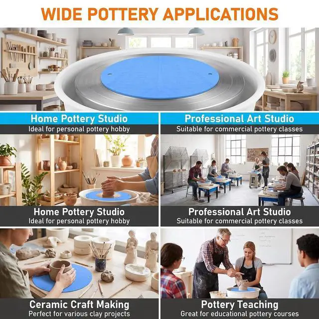 Alt view image 6 of 7 - 2Pcs 12 Inch Blue Pottery Wheel Bats, Anti-Slip BatMate Clay Throwing Cloth, Ceramic Bat Accessories for Potters Wheels, Minimizes Wobble and Warping During Clay Making