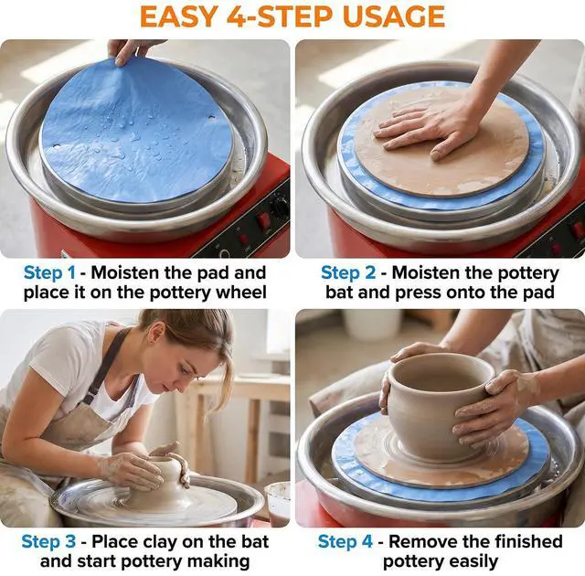 Alt view image 5 of 7 - 2Pcs 12 Inch Blue Pottery Wheel Bats, Anti-Slip BatMate Clay Throwing Cloth, Ceramic Bat Accessories for Potters Wheels, Minimizes Wobble and Warping During Clay Making
