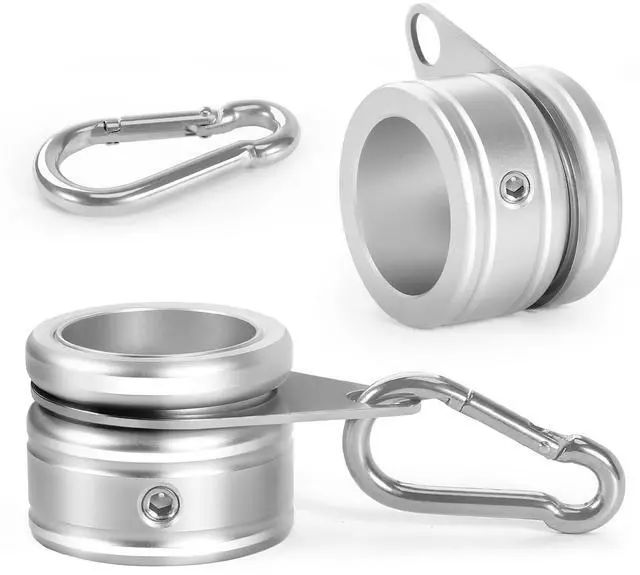 Main image of Flag Pole Rings, Aluminum Alloy Flag Pole Clips Swivels 360° Rotating Anti Wrap Mounting Ring with Carabiner, Flag Pole Kit Parts (:1 Inch -Pack of 2(Silver))