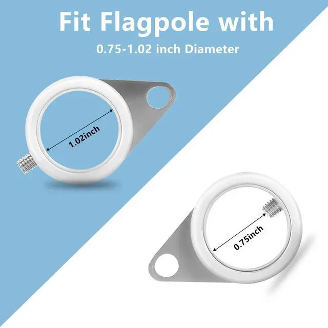 Alt view image 3 of 7 - Flag Pole Rings, Aluminum Alloy Flag Pole Clips Swivels 360° Rotating Anti Wrap Mounting Ring with Carabiner, Flag Pole Kit Parts (:1 Inch -Pack of 2(Silver))
