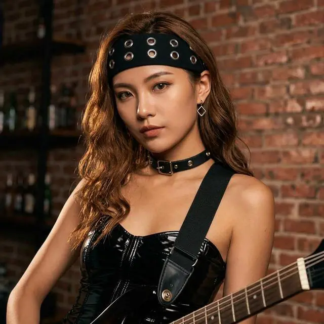 Alt view image 6 of 7 - Edgy Grommet Headband for Women,Punk Rivet Hairband,Y2K Grunge Wide Stretchy Head Band with Hollow Out Eyelets,Alternative Fashion Elastic Hair Accessories for Daily Casual Wear