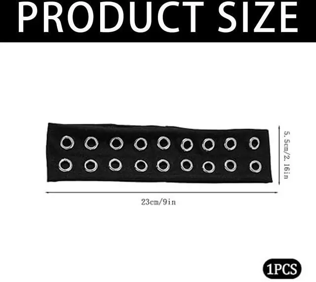 Alt view image 2 of 7 - Edgy Grommet Headband for Women,Punk Rivet Hairband,Y2K Grunge Wide Stretchy Head Band with Hollow Out Eyelets,Alternative Fashion Elastic Hair Accessories for Daily Casual Wear
