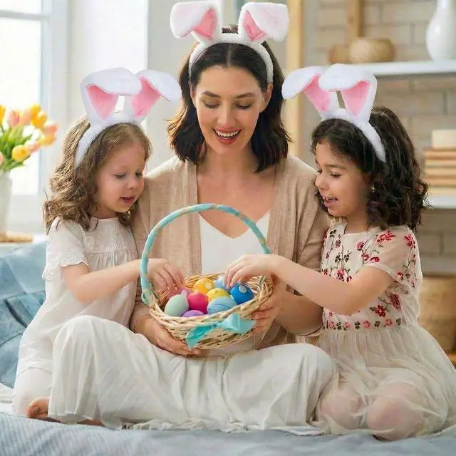 Alt view image 3 of 6 - White Bunny Ears Headband, Cute Plush Rabbit Ears Headband for Easter Halloween Cosplay Party Bunny Ear Accessories for Women