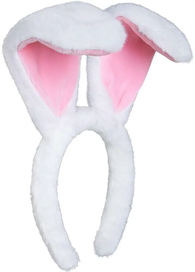 Main image of White Bunny Ears Headband, Cute Plush Rabbit Ears Headband for Easter Halloween Cosplay Party Bunny Ear Accessories for Women