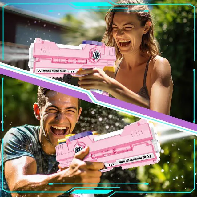 Alt view image 6 of 6 - Electric Water Gun, Ultimate Battle Blaster Water Guns with Dual Nozzles High Capacity Automatic Squirt Guns Summer Outdoor Beach Swimming Pool Party Toy for Adult and Kids (Pink, 1P Pink)
