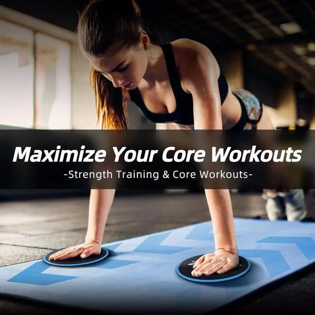 Alt view image 7 of 7 - Exercise Sliders for Working Out Blue Fitness Discs for Pilates Women Men, 2 Pack