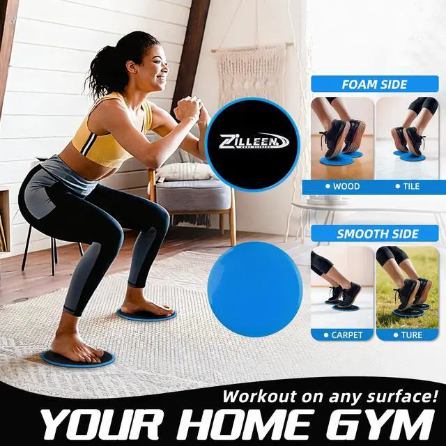 Alt view image 2 of 7 - Exercise Sliders for Working Out Blue Fitness Discs for Pilates Women Men, 2 Pack