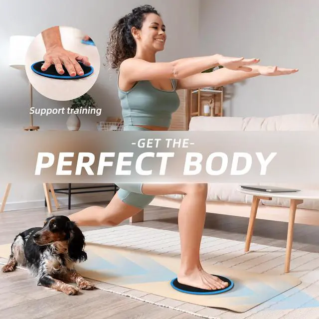 Alt view image 6 of 7 - Exercise Sliders for Working Out Blue Fitness Discs for Pilates Women Men, 2 Pack