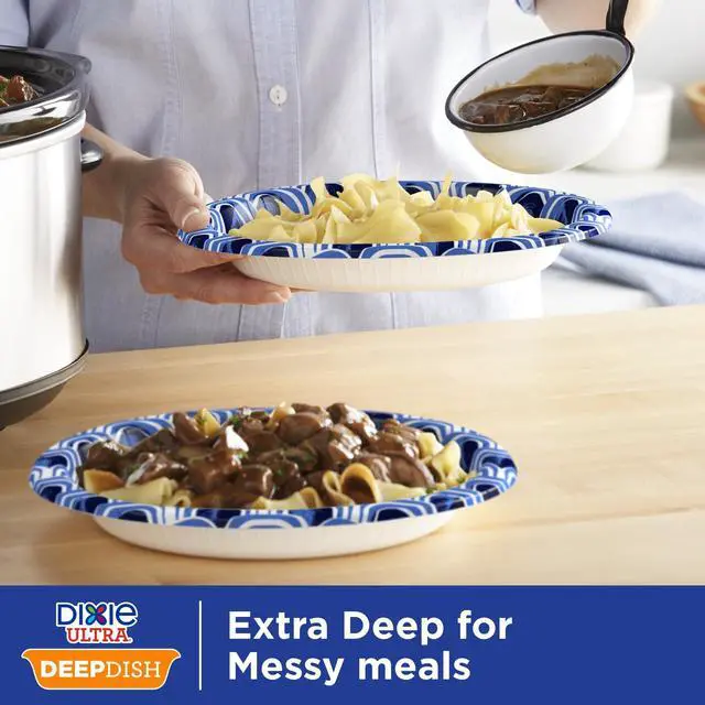 Alt view image 2 of 4 - Ultra, Deep Dish Paper Plates, 28 Oz, 40 Count, Heavy Duty, Microwave-Safe, Soak-Proof, Cut Resistant, Disposable Plates For Heavy, Messy Meals