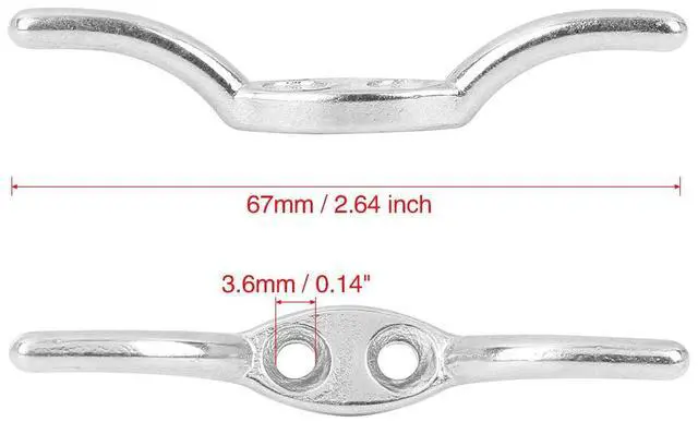 Alt view image 2 of 5 - 2 Set 2 Inch 316 Stainless Steel Universal Marine Boat Flagpole Cleat Hook with 4 Mounting Screws
