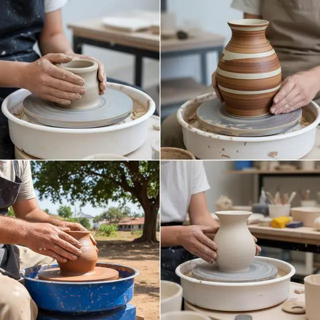 Alt view image 6 of 6 - 2 PCS 12 Inch Pottery Wheel Bats, Round Bat Mate for Pottery Wheel and Ceramics, Non-Stick Clay Throwing Cloth for Potteries Wheels, Ceramic Clay Tools (Blue)