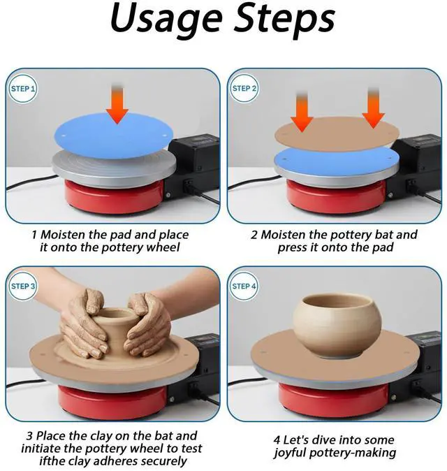 Alt view image 3 of 6 - 2 PCS 12 Inch Pottery Wheel Bats, Round Bat Mate for Pottery Wheel and Ceramics, Non-Stick Clay Throwing Cloth for Potteries Wheels, Ceramic Clay Tools (Blue)