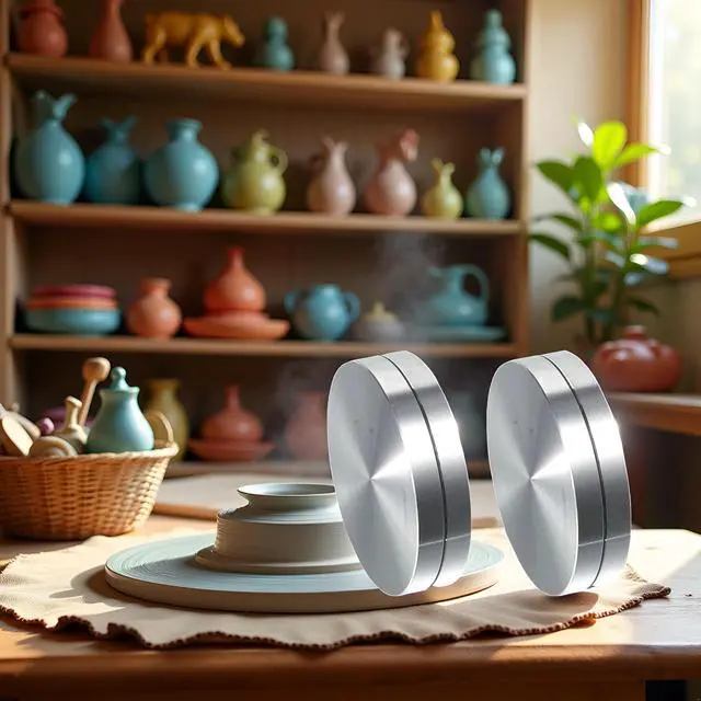 Alt view image 7 of 7 - 2Pcs Silver 30mm Ceramic Clay Pottery Wheel Throwing Trimming Spinner Trim Stabilizer Metal Rotary Disc Wheel Mini Pottery Wheel Trimmer Tool Polymer Clay Tools Ceramic and Pottery Tools