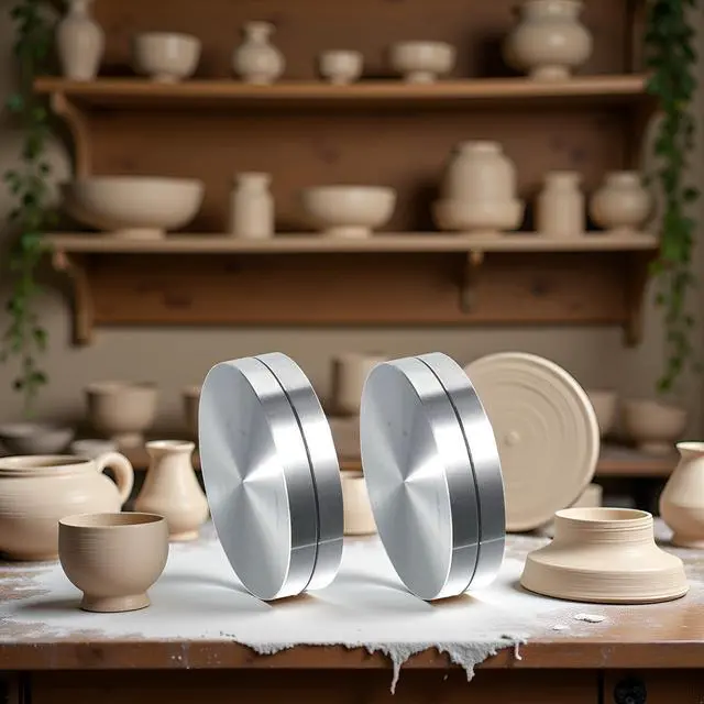 Alt view image 6 of 7 - 2Pcs Silver 30mm Ceramic Clay Pottery Wheel Throwing Trimming Spinner Trim Stabilizer Metal Rotary Disc Wheel Mini Pottery Wheel Trimmer Tool Polymer Clay Tools Ceramic and Pottery Tools