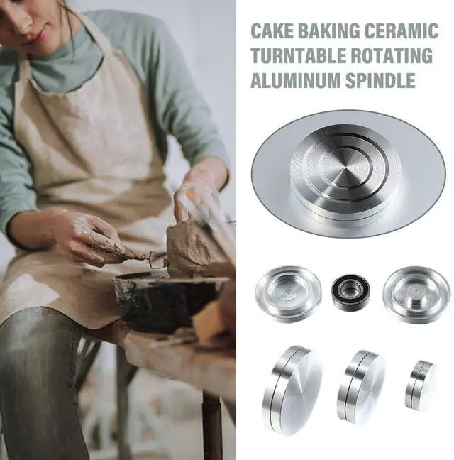 Alt view image 5 of 7 - 2Pcs Silver 30mm Ceramic Clay Pottery Wheel Throwing Trimming Spinner Trim Stabilizer Metal Rotary Disc Wheel Mini Pottery Wheel Trimmer Tool Polymer Clay Tools Ceramic and Pottery Tools