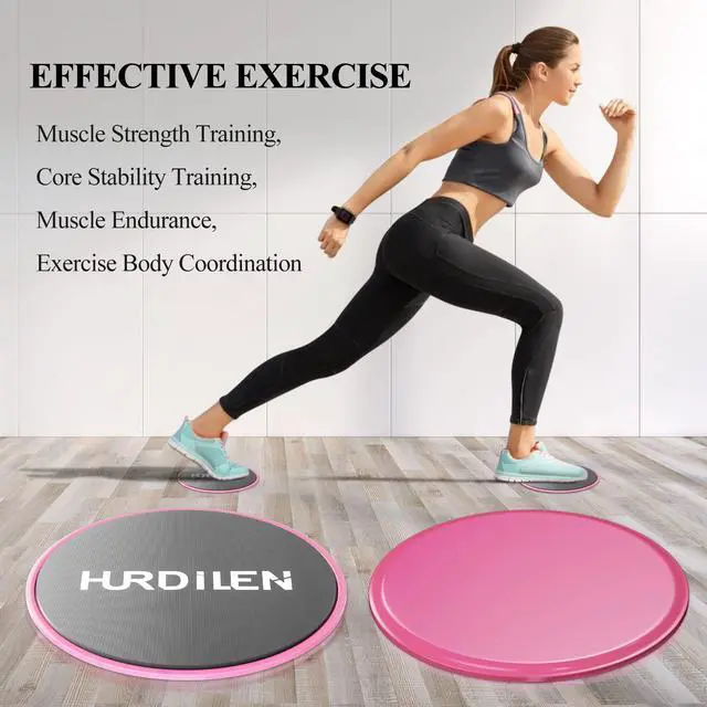 Alt view image 3 of 6 - Core Sliders, Exercise Gliding Discs Dual Sided Use on Carpet and Hardwood Floors, Lightweight and Perfect Fitness Apparatus for Training Abdominal Core Strength (Pink)