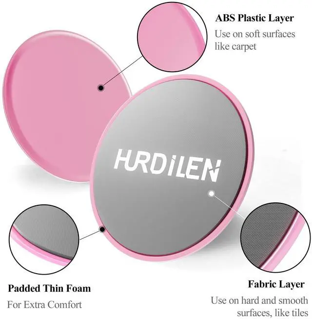 Alt view image 2 of 6 - Core Sliders, Exercise Gliding Discs Dual Sided Use on Carpet and Hardwood Floors, Lightweight and Perfect Fitness Apparatus for Training Abdominal Core Strength (Pink)