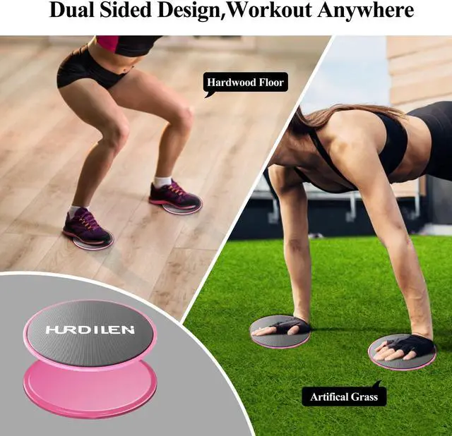 Alt view image 4 of 6 - Core Sliders, Exercise Gliding Discs Dual Sided Use on Carpet and Hardwood Floors, Lightweight and Perfect Fitness Apparatus for Training Abdominal Core Strength (Pink)