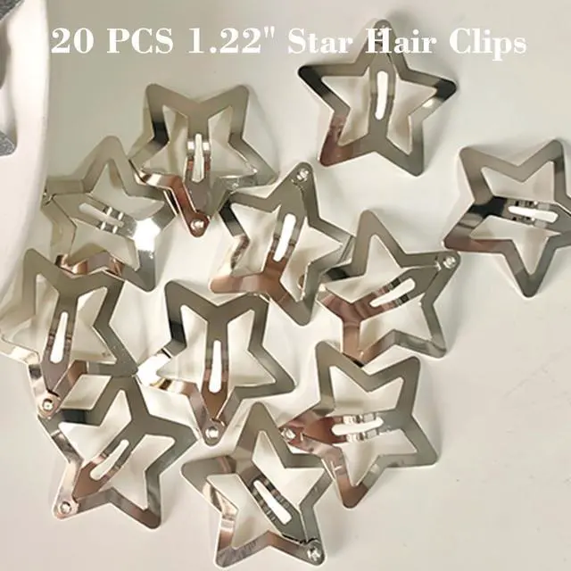 Alt view image 6 of 7 - 20 PCS 1.22" Star Hair Accessories - Non-Slip Metal Snap Clips and Barrettes for Girls & Women, Y2K Style