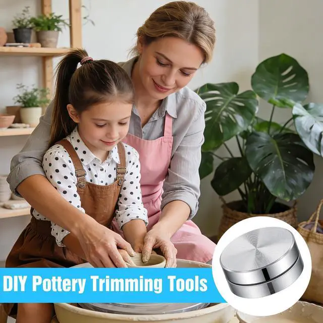 Alt view image 4 of 7 - 5 Pack Pottery Trimming Spinner, Silver Aluminum Alloy Clay Tools for Pottery Wheel Enthusiasts for Potters Clays Artists Ceramic and Potterys Tool Precision Detailing