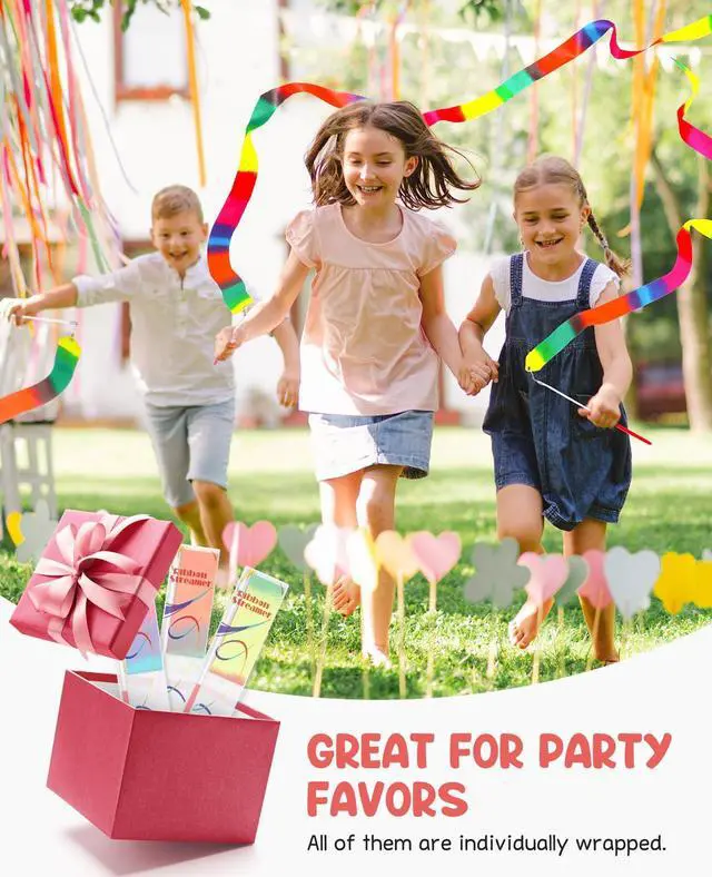 Alt view image 4 of 6 - 24 Pack Dance Ribbon Streamers,Rainbow Decorations,Goodie Bag Stuffers,Princess Party Favors,Encanto Rainbow Birthday Party Supplies,Classroom Gymnastics Wedding Ribbon